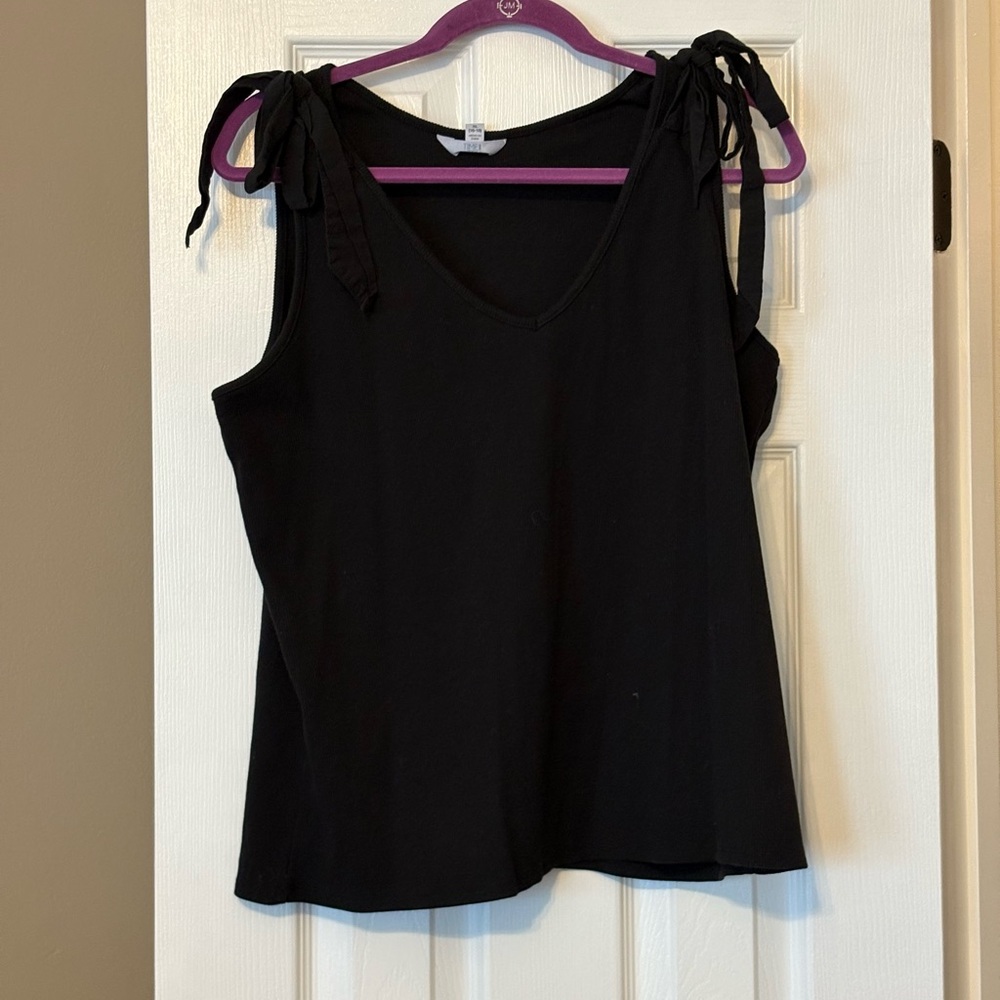 Time and Tru Black Tank Top with Tie Straps